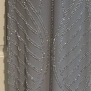 Aqua formal dress, size 0, light grey with sparkly silver beading